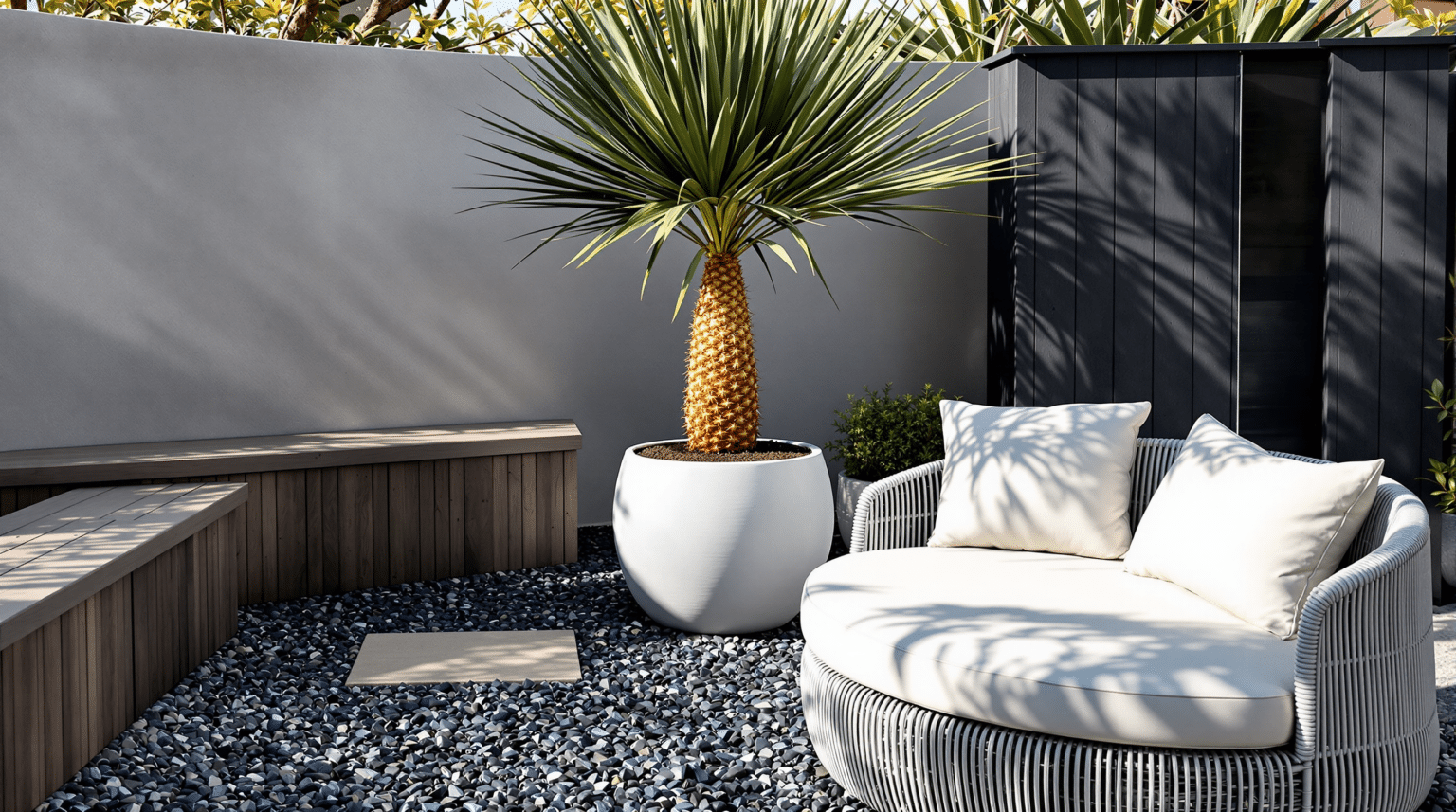 Yucca geplaatst in luxe tuin
